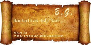 Bartalics Gábor névjegykártya